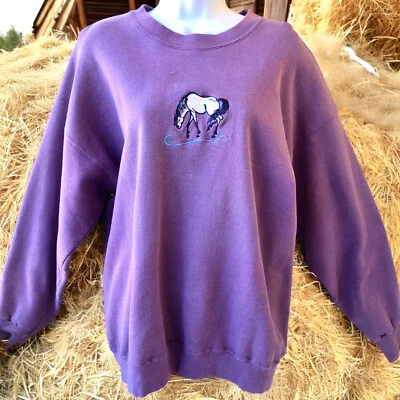 Sudadera Pullover Vintage Años 90 Cuello Redondo Bordada CABALLO Mujer XL Foto 1 de 4