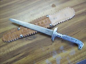 Vintage Knife Dagger Cervantee of Mexico Senorita Dog Chasing Rabbit UNUSED+Case