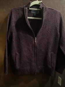 Karen Scott M NWT Full Zip Cardigan Purple Collared $50 🧡 - Picture 1 of 11