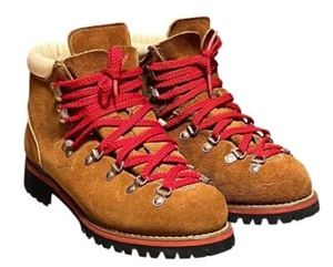 Vintage Mountaineer Brown Suede Lined Boots Size Men 8/ Women 10 - Vibram Soles - Picture 1 of 14