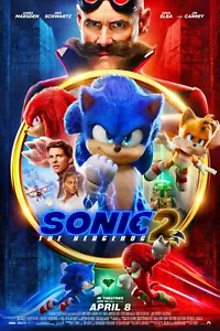 Sonic The Hedgehog 2 Movie Poster | Framed | Jim Carrey | 2022 | NEW | USA - Picture 1 of 4