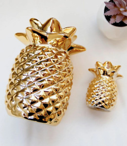 Golden Pineapple Statue Porcelain Decoration Ornament Home Decor Gift Accessory