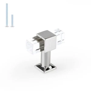Modern Single Hole Acrylic Cabinet Knobs Polished Chrome Handles for Cabinets... - Picture 1 of 7