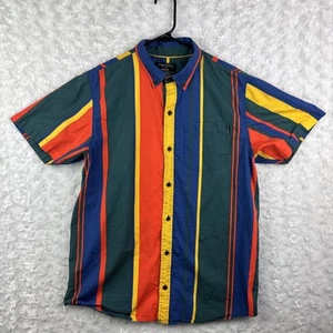 Men’s Empyre Short Sleeve Multicolor Striped Button Down Shirt Size Medium - Picture 1 of 9