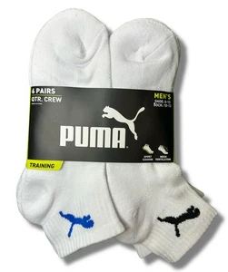PUMA CALCETINES HOMBRE - CORTE CUARTO - HELECHO 253 - BLANCO AZUL - GRANDE (10-13) PACK 6 XX - Imagen 1 de 2