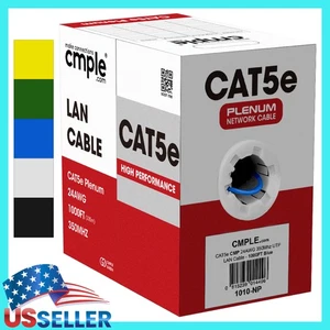 Cable Plenum Cat5e 1000 Pies A Granel Sólido 24 AWG CMP Cable de Internet Cable Ethernet - Imagen 1 de 12