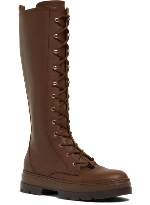 MAX MARA, Brown Leather Tall Boots VBrandt Size 9 US, 40 EU - Image 1 of 4