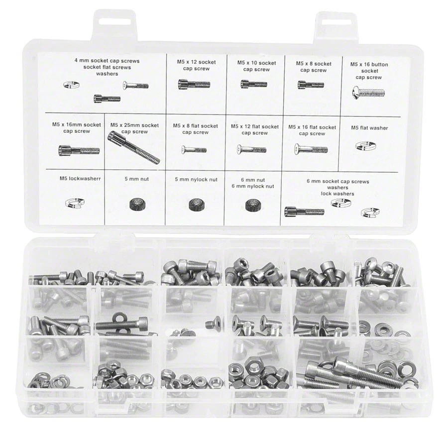 Wheels Manufacturing 218-Piece Steel Bicycle Fastener Kit - Metric Bolts, Nuts - Image 1 of 1