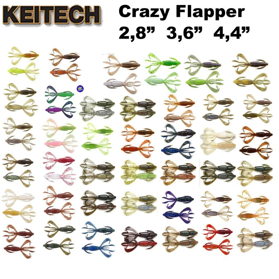 Keitech Crazy Flapper 2,8" 3,6" 4,4" Krebs CreatureBait Barsch Zander Neue Farbe - Bild 1 von 1