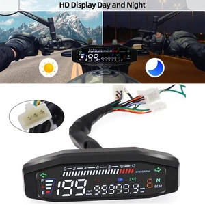 Universal Digital Motorcycle Speedometer Tachometer Odometer Oil Gauge Display - Picture 1 of 12