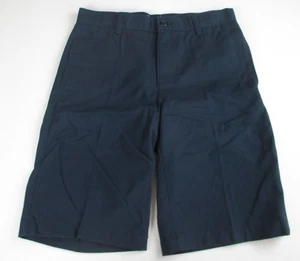 LANDS END Navy School Uniform Plain Front Chino Shorts Boys 14 *NEW* - Picture 1 of 7