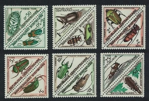 Beetles Insects 12v Triangles Tete-Beche Postage Due Central African Rep. - Picture 1 of 1