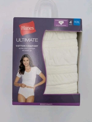 Hanes Ultimate Cotton High Rise Brief Womens 9(2XL) Panties 4-Pack 2014 New - Image 1 of 4