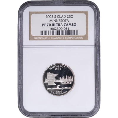 2005-S Clad Minnesota State Quarter - Proof ~ NGC PF 70 ULTRA CAMEO - Image 1 of 2