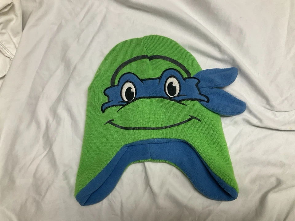 Chapéu de lã inverno Teenage Mutant Ninja Turtles Leonardo rosto abas de orelha Leo 2-3Y - Imagem 1 de 4
