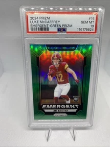 2024 Prizm Luke McCaffrey (RC) Emergent-Green Prizm #14 PSA 10 - Picture 1 of 2