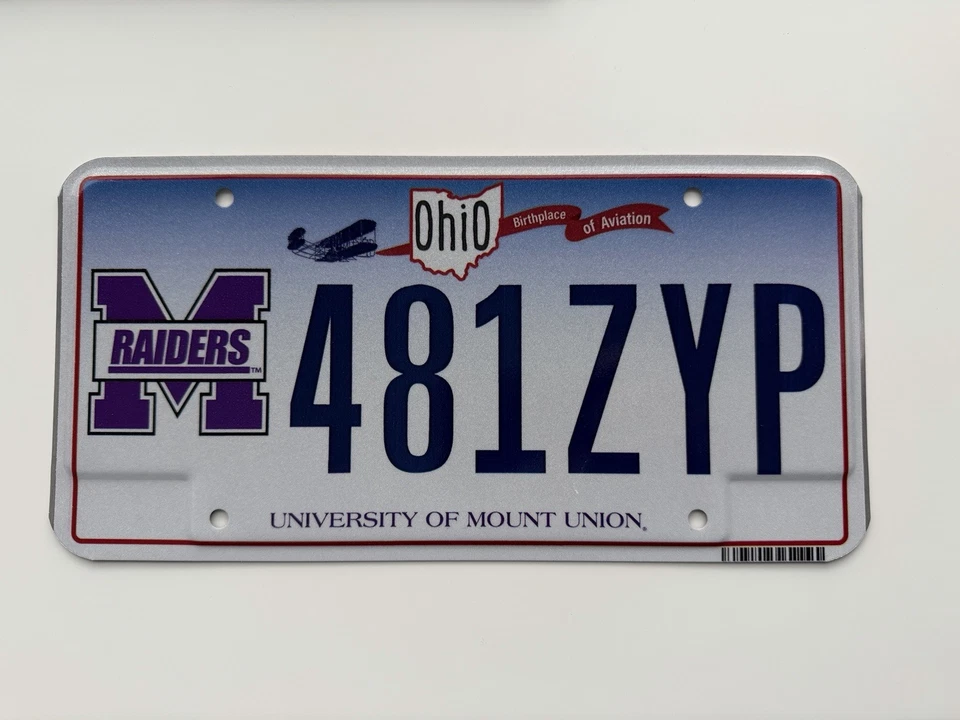 Номерной знак University Of Mount Union Ohio НОВЫЙ 2025 Purple Raiders  - Изображение 1 из 1