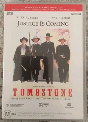 TOMBSTONE DVD 1993 KURT RUSSELL VAL KILMER GENUINE REGION 4 AS NEW RARE WESTERN - image 1 of 4