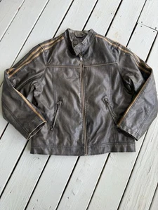 Arizona Jean Faux Leather Motorcycle /Biker Jacket Brown With Zipper Men Large - Picture 1 of 7