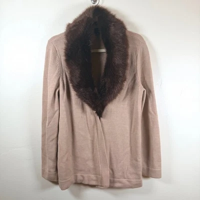 Cárdigan Talbots Lana Merino Imitación Piel Cuello Mujer M Marrón Tostado Acogedor Elegante LEER Foto 1 de 4