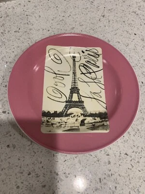 Paris Appetizer Dessert Pink Plates Eiffel Tower Birthday Wedding Event Gift - Image 1 of 3