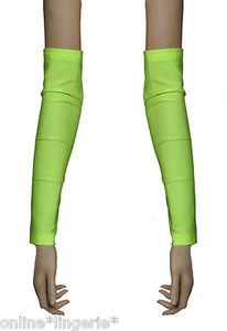Arm Warmers Yellow UV Flo Neon Fingerless Gloves Sleeves Club Festival Sports G6 - Picture 1 of 6