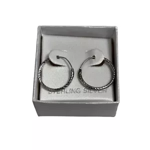 NWT Sterling Silver Hoop Earrings 18 mm Textured Gift Stocking Stuffer Her #1 - Picture 1 of 2