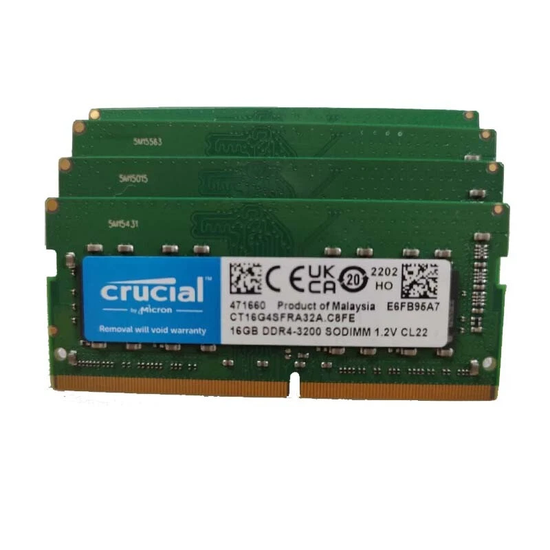 Crucial 4x16GB 1RX8 DDR4 PC4-3200 PC4-3200MHz SO-DIMM Laptop Memory RAM" - Image 1 of 1