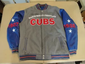 Chicago Cubs World Series Champions Wool Faux Leather Reversible Jacket #D32 - Picture 1 of 14