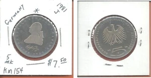 Alemania 1981 J, moneda de 5 marcos 200 aniversario - muerte de Gotthold Ephraim Lessing - Imagen 1 de 1