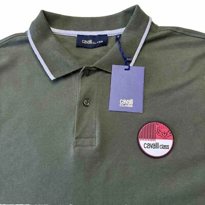 NWT Roberto Cavalli Class Woven Polo Shirt Cotton Blend Shirt Sz XL - Image 1 of 4