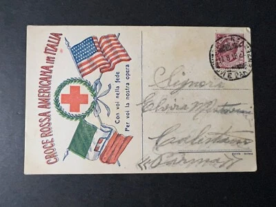 1918 Italy WWI Postcard Cover Pantenze to Germany Italian American Red Cross - Image 1 of 2