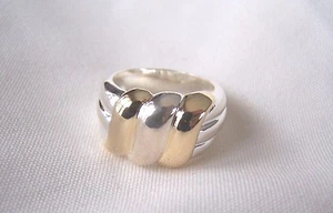  925 Bold!!  Sterling Silver & Gold Vermeil  Size 6  Unbelievably Beautiful New! - Picture 1 of 9