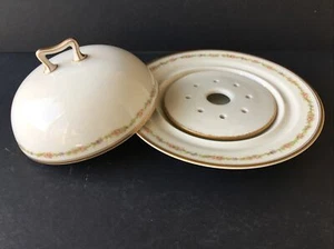 HAVILAND Limoges Schleiger 626 3-Piece ROUND Covered BUTTER DISH W / Scolador Rose - Imagen 1 de 12