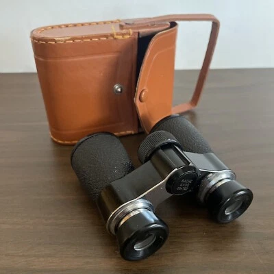 Vintage 70s Bache 4x30 Compact Black Binoculars w/ Case Japan J-B208 - Image 1 of 4