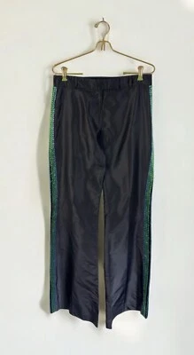 Pantalones de Seda Negros Acampanados Lentejuelas Y2K Rave Punk Rock Disco Festival Brillante Talla 6 Foto 1 de 4