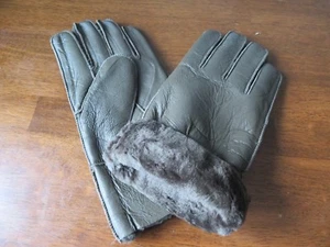 dark brown Men women male female 100% genuine real leather sheepskin gloves - Picture 1 of 2