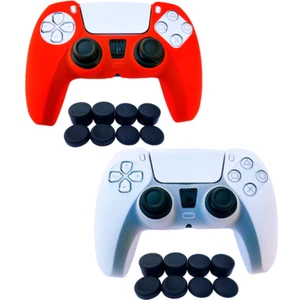 PS5 Controller Skin | Silicone Protector Cover Skin - Red/White 2PK - Picture 1 of 4