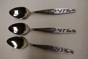Eldan Japan Stainless Silverware 2 Tone Floral Pattern Dinner Spoon Set 3 pc. - Picture 1 of 3