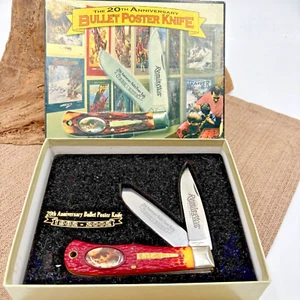 Remington 20th Anniversary Bullet Poster Knife 1982-2002 Two Blade Trapper w/box - Picture 1 of 4