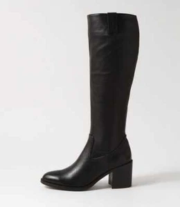 New Mollini Cosmmo Black Leather Knee High Boots Womens Shoes Casual Boots Long - Picture 1 of 5