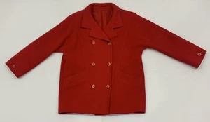 ST MICHAEL M&S Pure New Wool Red Winter Double Breasted Coat - Size 10 Belgium - Picture 1 of 7