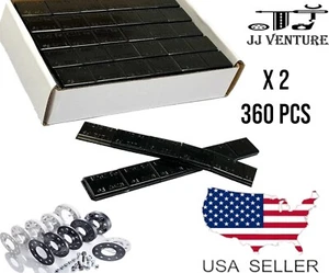 2 BOX 1/2 OZ BLACK COATED WHEEL WEIGHTS STICK-ON ADHESIVE TAPE LEAD-FREE 360 PCS - Foto 1 di 2