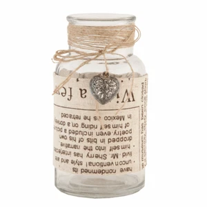 Dekoglas mit Textband und Herz - Anhänger 6x13cm | Shabby - Bild 1 von 1