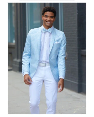 Chaqueta de esmoquin ajustada con estampado de cachemira azul madera de cuña (solo chaqueta) Foto 1 de 2