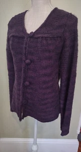 NWT Chelsea & Violet Dacha Dolls Purple Wool Blend Cardigan Women's SMALL - Picture 1 of 12