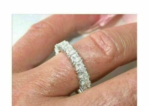 2.30Ct Lab-Created Diamond Full Eternity Wedding Band Ring 14k White Gold Over - Picture 1 of 4