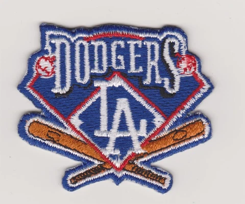 Los Angeles Dodgers LA w/Bats Embroidered Iron On Patch *NOS* #604 Cover