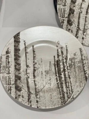 Set Of 3 Better Homes & Gardens Forest Scene 11" Dinner Plates Porcelain White & - Image 1 of 4