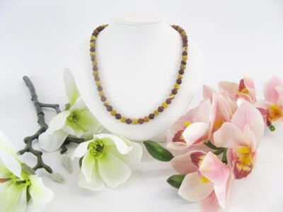 Mookate - bunte Halskette, echte Natursteine Heilsteine Edelsteine, Modeschmuck - Bild 1 von 4